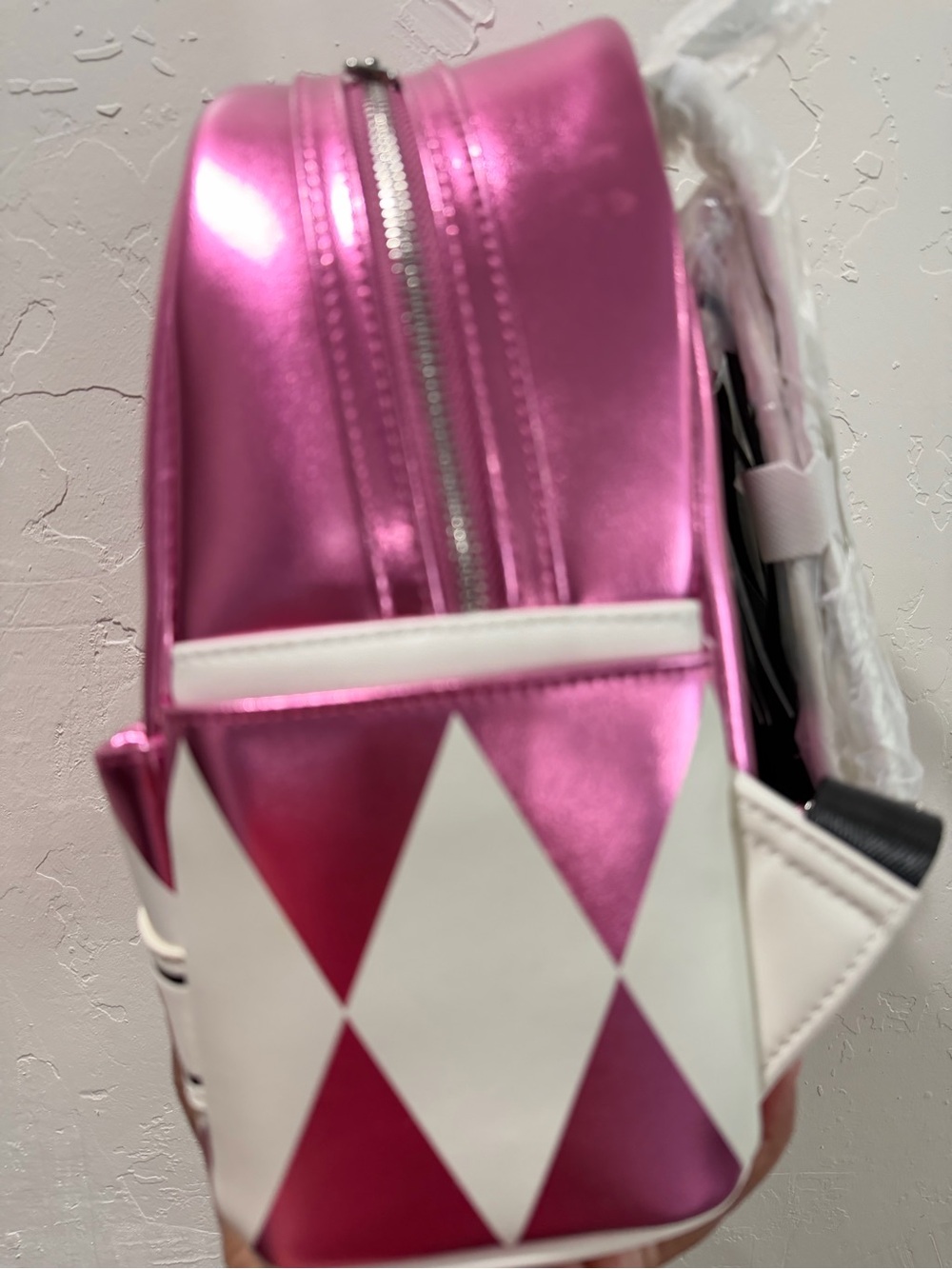 Loungefly Pink Power Rangers Metallic Mini Backpack - Picture 4 of 5